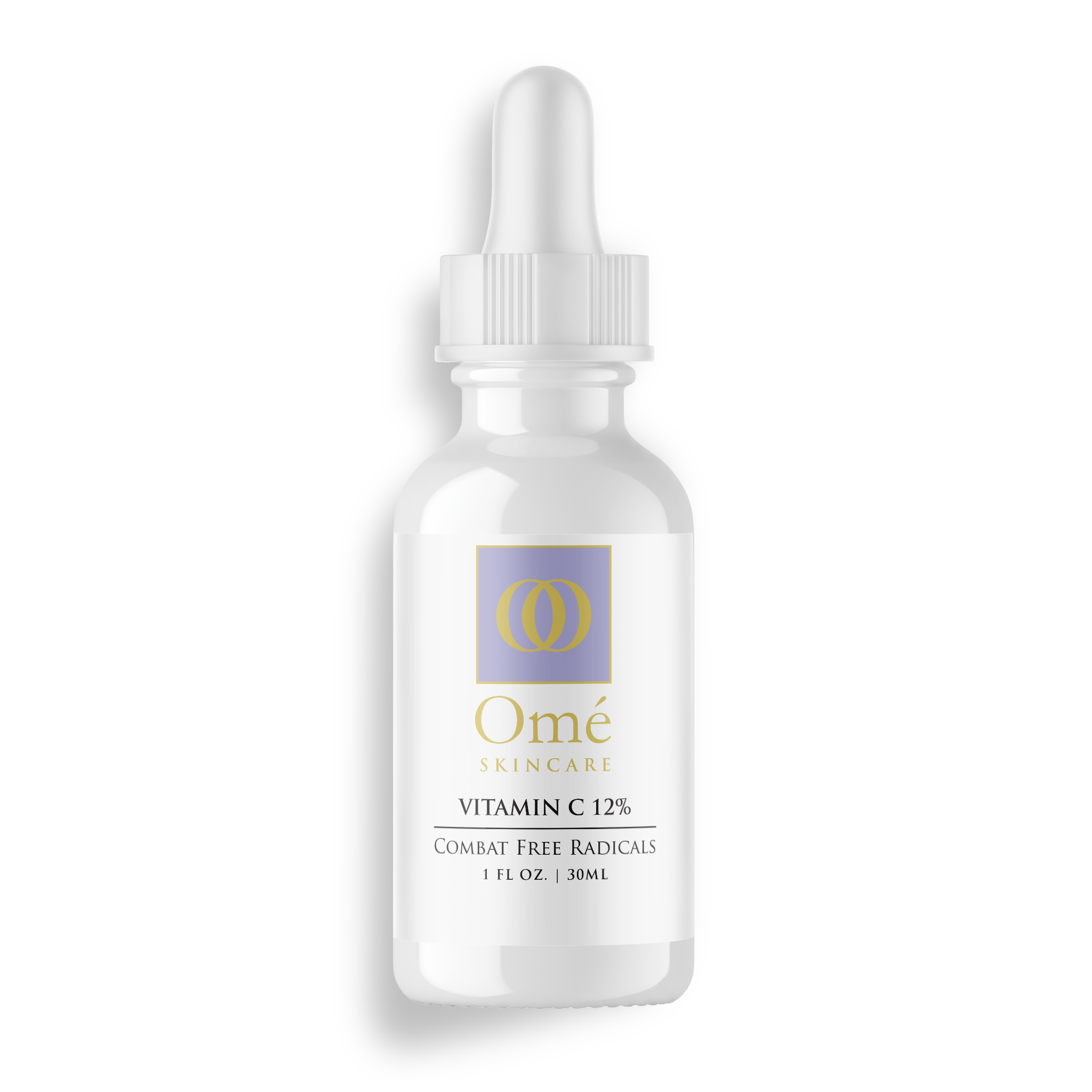 Vitamin C 12% Serum - Skincare serum bottle with dropper labeled 'Omé Skincare' on a white background