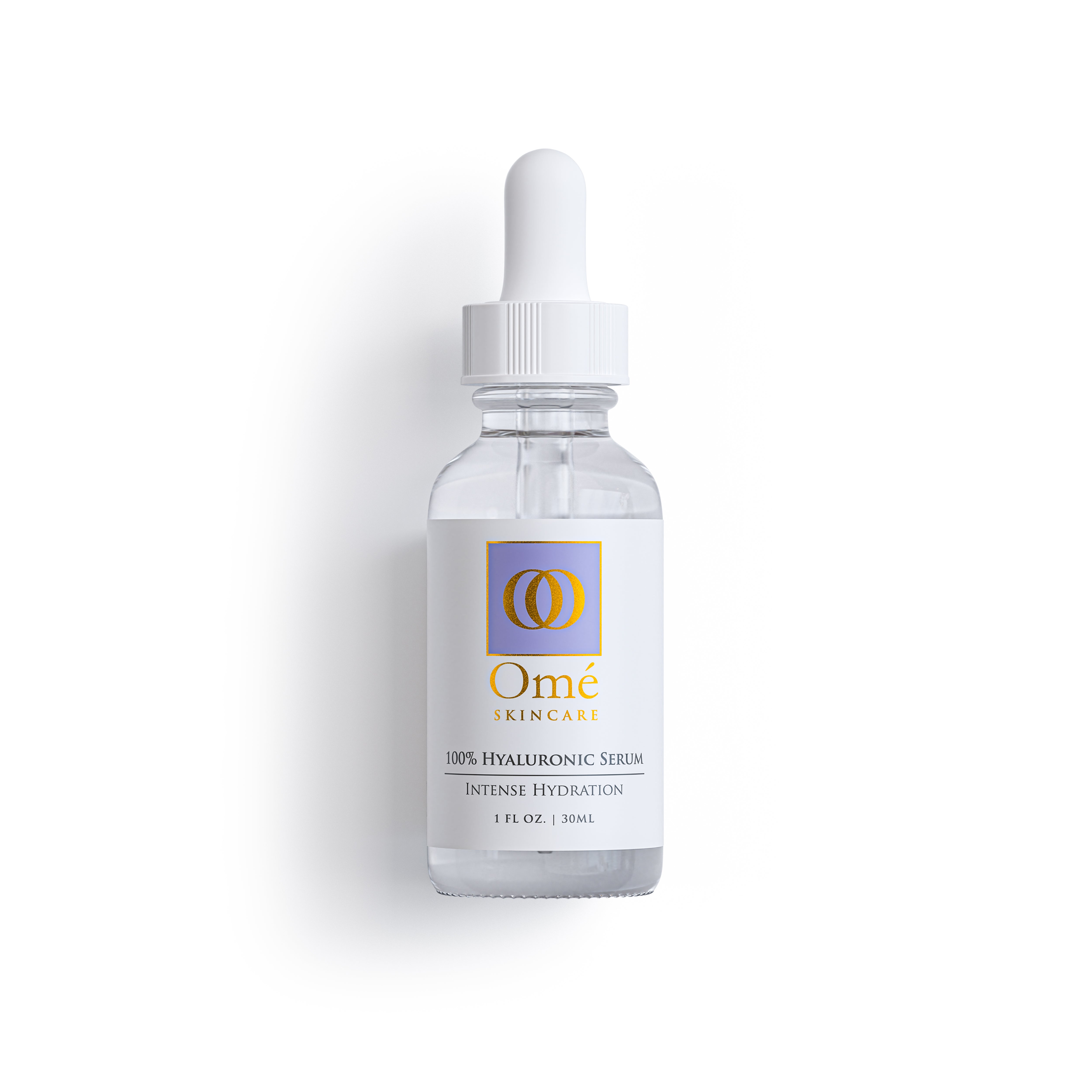 Skincare serum bottle with dropper labeled 'Omé Skincare' on a white background