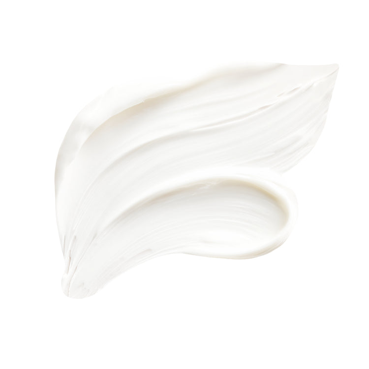 White cream swatch on a white background