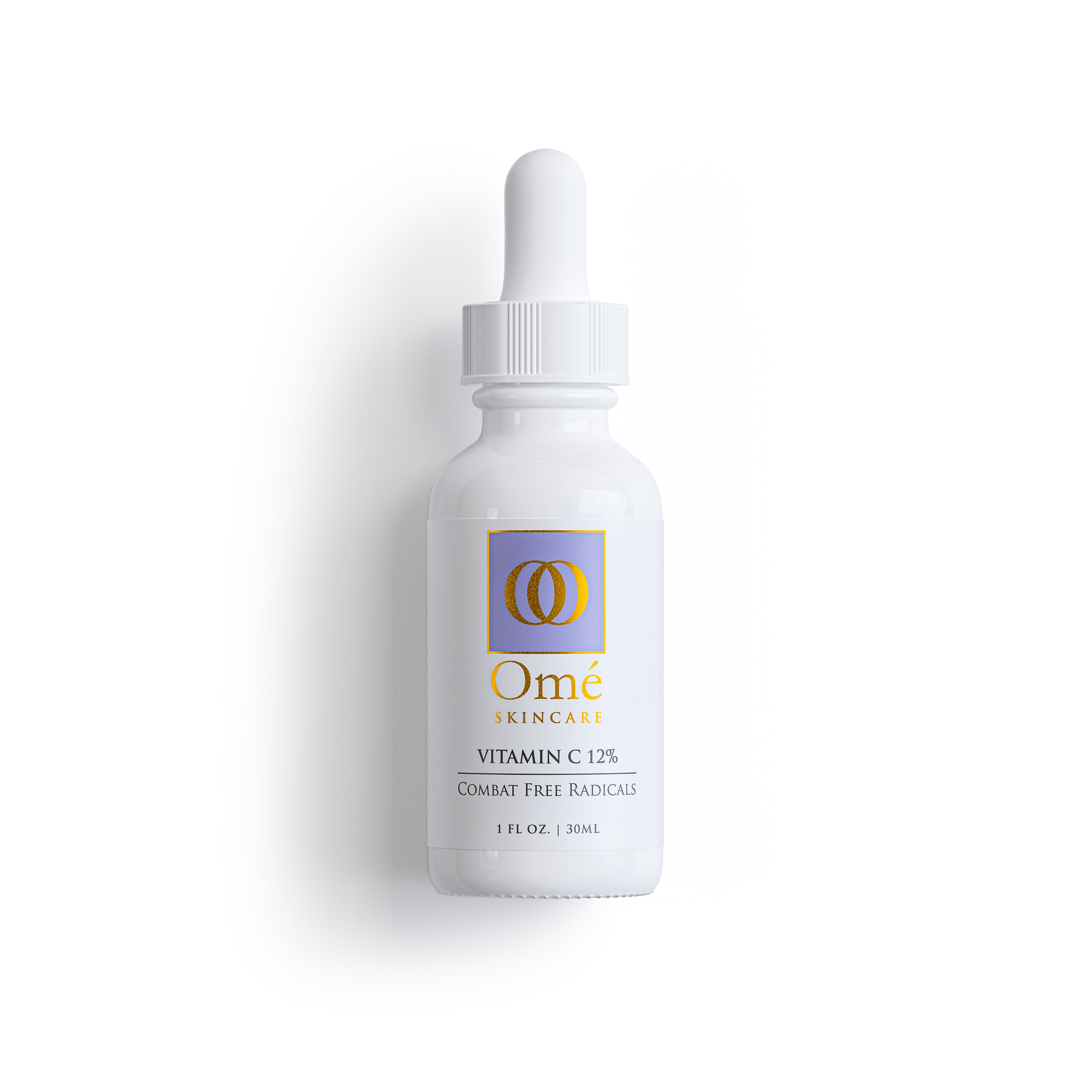Skincare dropper bottle with Omé Skincare label on a white background